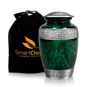 smartchoice cremation urn for human ashes – handcrafted funeral memorial urn green (adult)