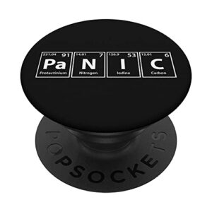 periodic tees co. panic (pa-n-i-c) periodic table elements spelling popsockets stand for smartphones
