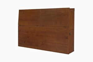memomad bali storage headboard with 4 doors (queen size, caramel brown wood)