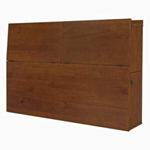 memomad Bali Storage Headboard with 4 Doors (Queen Size, Caramel Brown Wood)