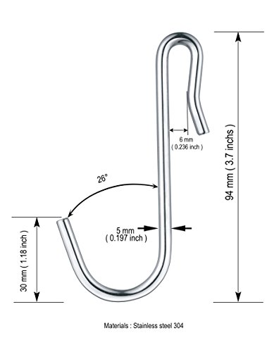 eeZe Rack ST-JH-01 304 Stainless Steel Heavy Duty S Hooks S Shaped Hooks Hangers (20-pack, 304 Stainless)