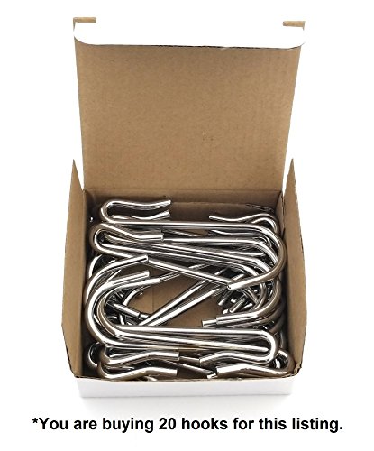 eeZe Rack ST-JH-01 304 Stainless Steel Heavy Duty S Hooks S Shaped Hooks Hangers (20-pack, 304 Stainless)