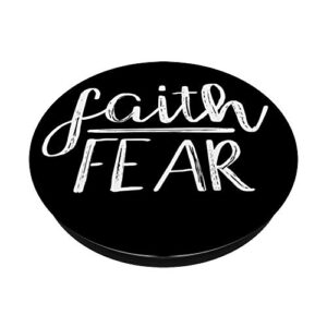 Sassy Southern Charm & Grace Faith Over Fear Christian Bible White Lettering on Black PopSockets Sta