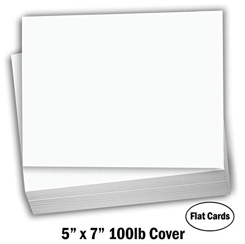 Hamilco White Cardstock Thick Paper - Blank Index Flash Note & Post Cards - Greeting Invitations Stationary - Flat 5 X 7" Heavy Weight 100 lb Card Stock for Printer – 100 Pack