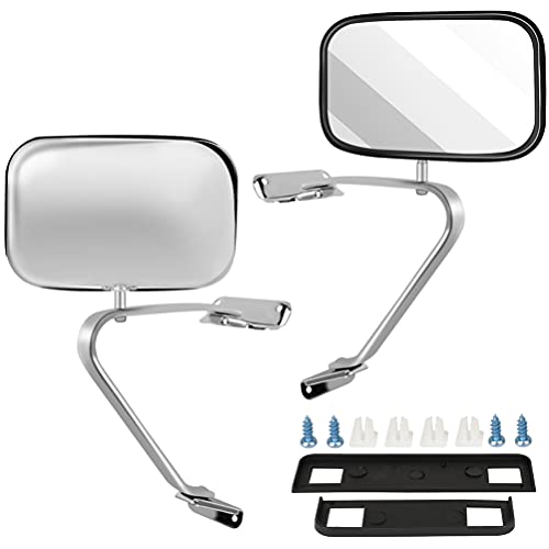 SCITOO Towing Mirrors Pair Chrome Side View Mirror by Replacement Mirror fit 80-96 for Ford F150 F250 F350 F450 Ranger Bronco Explorer Truck Pickup Plastic