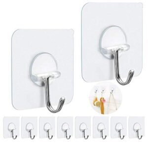 fotyrig adhesive hooks sticky hooks for hanging heavy duty wall hangers without nails 15lb(max) 180 degree rotating seamless stick on wall hooks bathroom kitchen office outdoors-10 packs