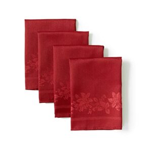 Benson Mills Holiday Elegance Heavyweight Engineered Jacquard Fabric Cloth Napkins for Holiday and Christmas Tablecloths (Dark Red, 18" X 18" Napkins Set of 4)