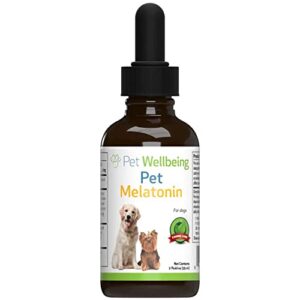 pet wellbeing pet melatonin for dogs - vet-formulated - for dog cushing's, adrenal health, cortisol balance, natural relaxant, sleep support - liquid supplement 2 oz (59 ml)