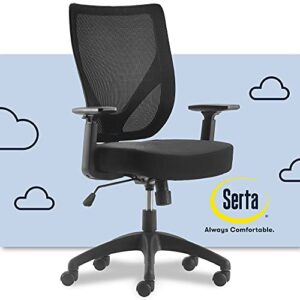 serta production office chair with nylon base, adjustable ergonomic midback lumbar support, breathable mesh back, black