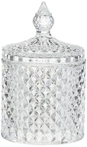 rocktrend home decorative butterfly candy jar candy dish candy buffet storage container clear crystal diamond faceted jar with crystal lid-large-16 oz (round, 16 oz)
