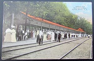 vintage postcard ontario western station sylvan beach ny train railway railroad