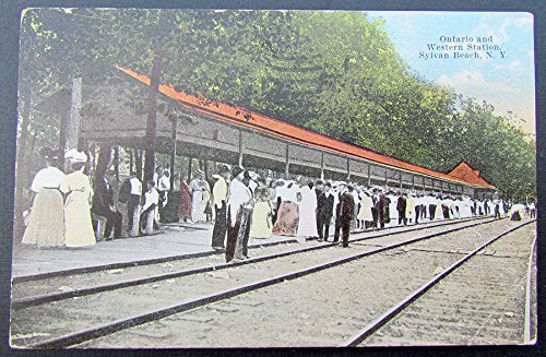 VINTAGE POSTCARD ONTARIO WESTERN STATION SYLVAN BEACH NY train railway railroad