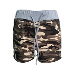 Hemlock Camouflage Shorts Women Workout Yoga Sport Pants Drawstring Shorts High Waist Cotton Trousers (M, Camouflage)