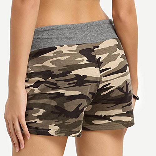 Hemlock Camouflage Shorts Women Workout Yoga Sport Pants Drawstring Shorts High Waist Cotton Trousers (M, Camouflage)