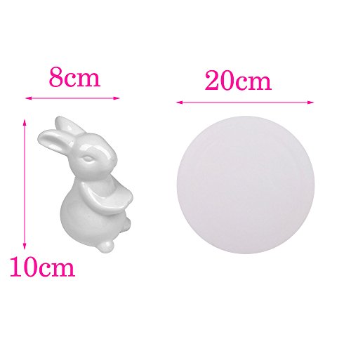 Bunny Rabbit Ceramic plate,Dishes for Dessert Food Server Tray,cute Cake Stand, Tableware Crafts gift for Kitchenware lovers,Wedding,mother's day (3 Rabbit)