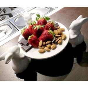 Bunny Rabbit Ceramic plate,Dishes for Dessert Food Server Tray,cute Cake Stand, Tableware Crafts gift for Kitchenware lovers,Wedding,mother's day (3 Rabbit)