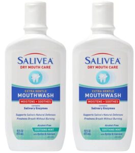 salivea dry mouth mouthwash - soothing mint mouthwash with natural salivary enzymes - gentle mouthwash to aid dry mouth care - breath freshener & dry mouth treatment - mint flavor (2 pack)
