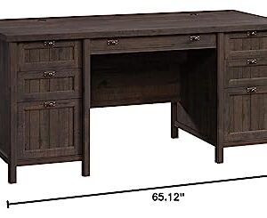 Sauder Costa Executive Desk, W 65.118 X D 29.528 X H 30.00, Coffee Oak finish