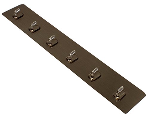 Royal Brands 6 Hook Self Adhesive Wall Mounted Rack - Waterproof Sturdy Backing - Place Anywhere in Your Home Or Garage