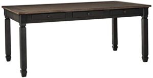 signature design by ashley tyler creek farmhouse dining table with drawers, seats up to 6, almost black