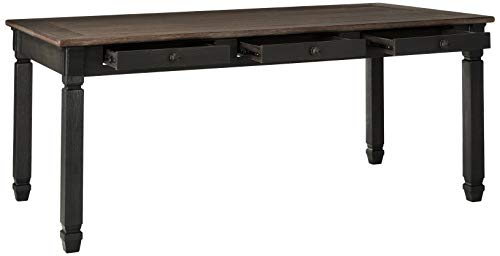 Signature Design by Ashley Tyler Creek Farmhouse Dining Table with Drawers, Seats up to 6, Almost Black