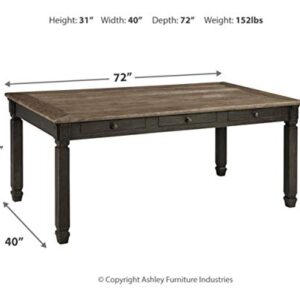 Signature Design by Ashley Tyler Creek Farmhouse Dining Table with Drawers, Seats up to 6, Almost Black