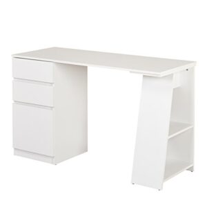 target marketing systems como computer desk with storage, 3-drawer laptop table with 2 shelves for home office, study room and gaming, 49.6 inches wide, white