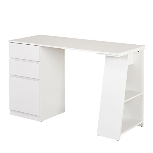 Target Marketing Systems Como Computer Desk with Storage, 3-Drawer Laptop Table with 2 Shelves for Home Office, Study Room and Gaming, 49.6 Inches Wide, White