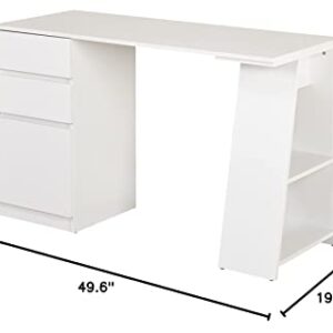 Target Marketing Systems Como Computer Desk with Storage, 3-Drawer Laptop Table with 2 Shelves for Home Office, Study Room and Gaming, 49.6 Inches Wide, White