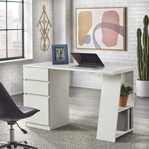 Target Marketing Systems Como Computer Desk with Storage, 3-Drawer Laptop Table with 2 Shelves for Home Office, Study Room and Gaming, 49.6 Inches Wide, White