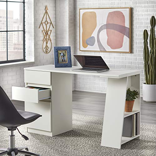 Target Marketing Systems Como Computer Desk with Storage, 3-Drawer Laptop Table with 2 Shelves for Home Office, Study Room and Gaming, 49.6 Inches Wide, White