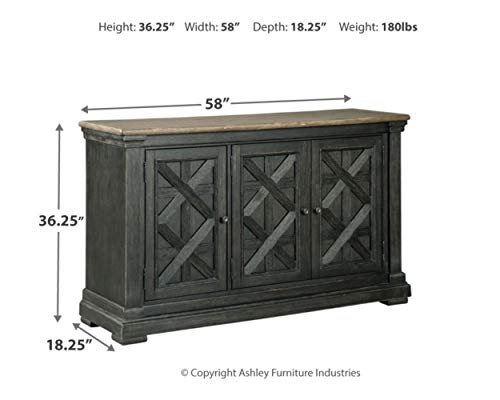 Signature Design by Ashley Tyler Creek Urban Farmhouse Dining-Room Buffet or Server, Almost Black