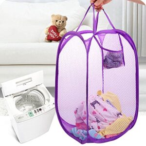 RZJZGZ Foldable Pop-Up Mesh Laundry Hamper with Side Pocket Clothes Laundry Basket Storage Bag with Carry Handles for Dirty Clothes (2 Pack)