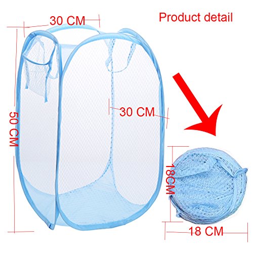 RZJZGZ Foldable Pop-Up Mesh Laundry Hamper with Side Pocket Clothes Laundry Basket Storage Bag with Carry Handles for Dirty Clothes (2 Pack)