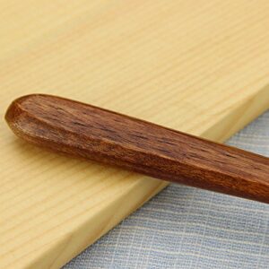 Long Spoons Wooden, 5 Pieces Korean Style 10.9 inches 100% Natural Wood Long Handle Round Spoons for Soup Cooking Mixing Stirrer Kitchen Tools Utensils, FDA Approved(Korean Style Soup Spoon)