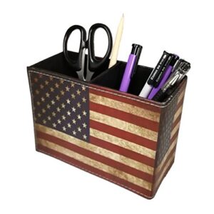 dreamseden pen holder, vintage american flag pencil cup desktop pen organizer for desk office home patriotic decor