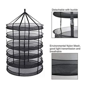 BloomGrow 3FT 6-Layer Black Nylon Mesh Hanging Herb Drying Rack Dry Net Perfect for Herbs Flowers Vegetables