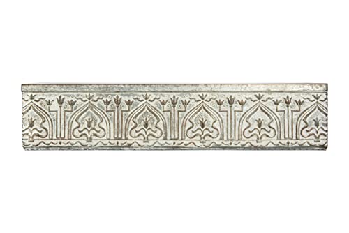 Creative Co-Op White & Grey Decorative Metal Wall Shelf, Zinc