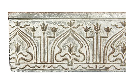 Creative Co-Op White & Grey Decorative Metal Wall Shelf, Zinc