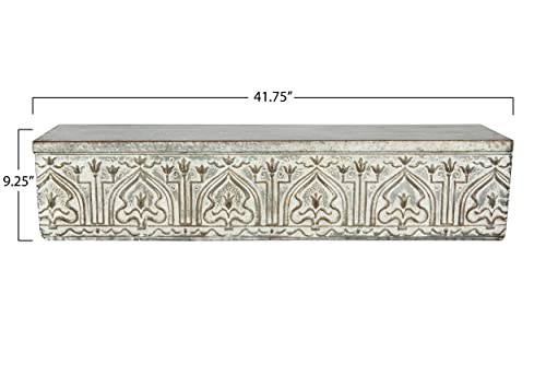 Creative Co-Op White & Grey Decorative Metal Wall Shelf, Zinc