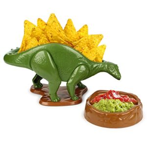 funwares original nachosaurus snack and dip set, dinosaur nacho holder