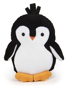 trustypup strong 'n silent penguin silent squeak plush dog toy, chew guard technology - black/white, medium