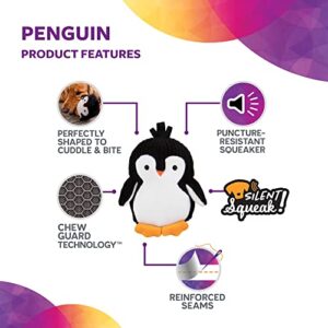 TrustyPup Strong 'N Silent Penguin Silent Squeak Plush Dog Toy, Chew Guard Technology - Black/White, Medium