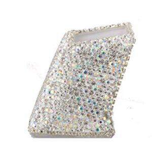 TISHAA Business Card Holder Stand - Bling Name Cards Office Desk Desktop Table Top Organizer Luxury Display Pocket Case Accessories White Crystal Rhinestone Glitter