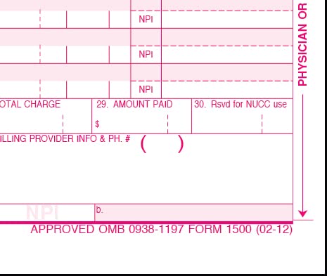 CMS 1500 Claim Forms - HCFA (Version 02/12) 2,500 Sheets, Approved OMB-0938-1197