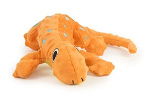 godog amphibianz gecko squeaky plush dog toy, chew guard technology - orange, large