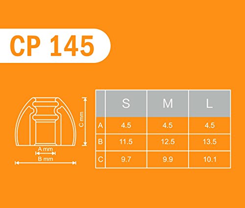 SpinFit CP145 for IEM - M - Patented Silicone Eartips for Replacement, Secure Fit and Supreme Comfort (2 Pairs) (for Nozzle Diameter from 5-6mm)