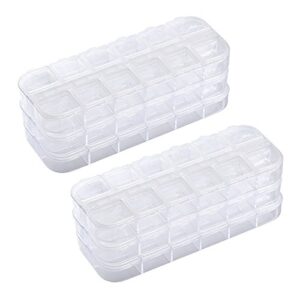 jinzefa 6 pieces nail art tool jewelry storage box, 12 compartments plastic rhinestone organizer container case, display containers white