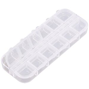 jinzefa 6 Pieces Nail Art Tool Jewelry Storage Box, 12 Compartments Plastic Rhinestone Organizer Container Case, Display Containers white