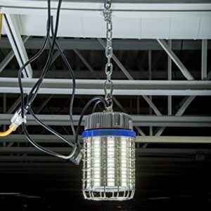 Bergen Industries Inc K5100 100-Watt Temporary High Bay LED Luminaire Plug-in Work Light, 13000LM, 5000K, Stainless Steel Cage,Blue